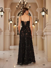 Floral See-Through Appliqué Maxi Dress