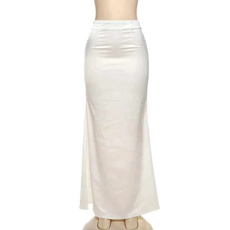 High Waist Satin Skirt and Vest Set