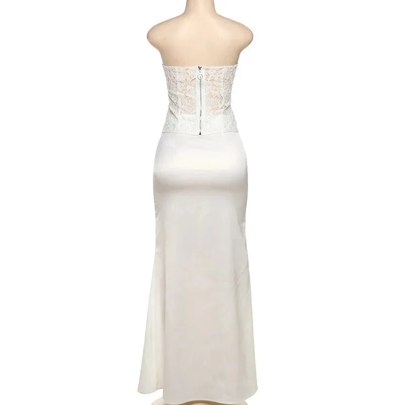 High Waist Satin Skirt and Vest Set