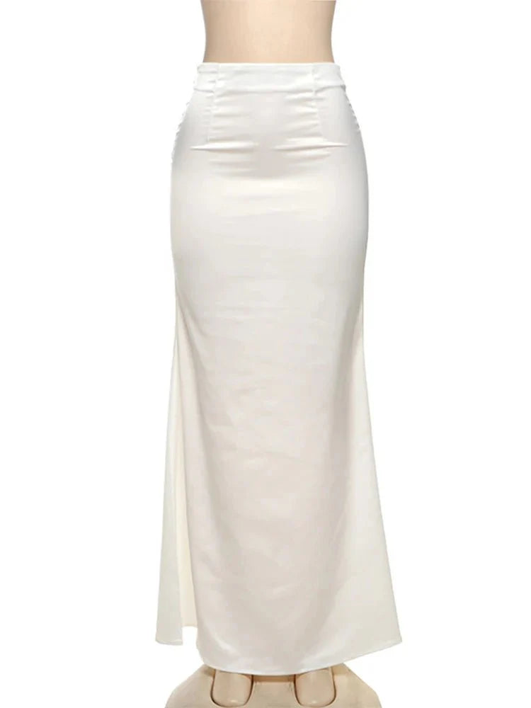 High Waist Satin Skirt and Vest Set