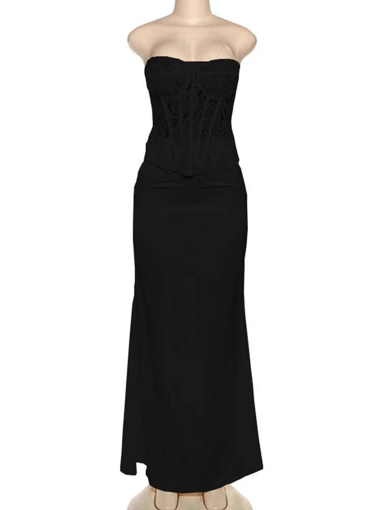 High Waist Satin Skirt and Vest Set