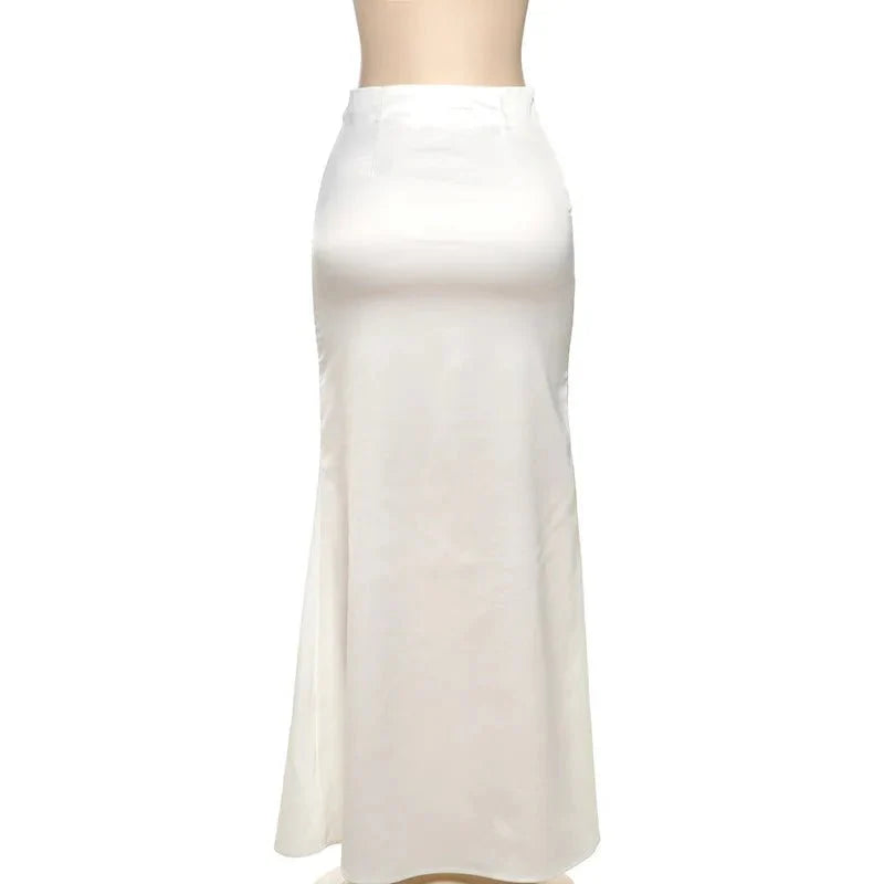 High Waist Satin Skirt and Vest Set