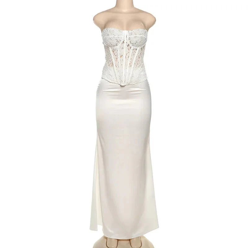 High Waist Satin Skirt and Vest Set