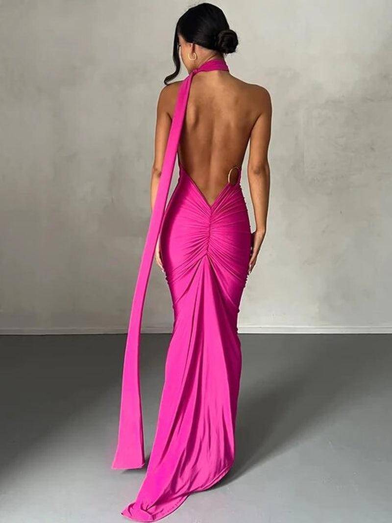 Rückenfreies, verstellbares Maxikleid mit einer Schulter