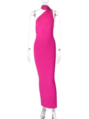 Rückenfreies, verstellbares Maxikleid mit einer Schulter
