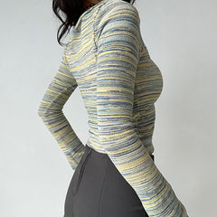 Indie Flower Striped Long Sleeve Top