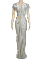 Irregular Hollow Ruched Bodycon Dress