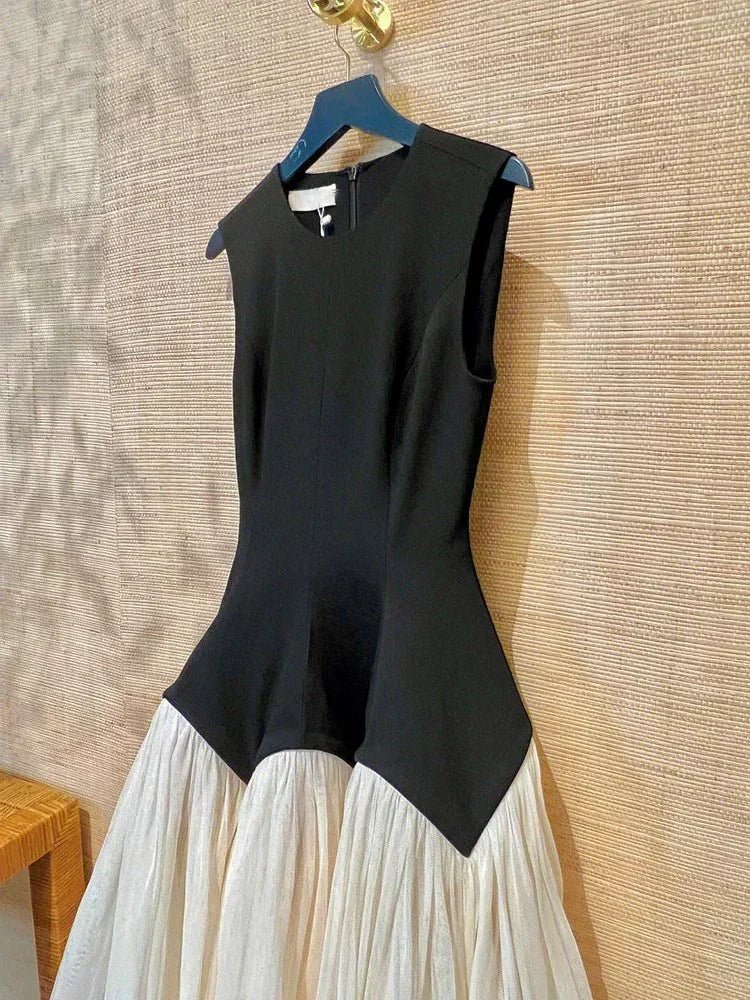 Mesh Patchwork Block Vintage Evening Dress