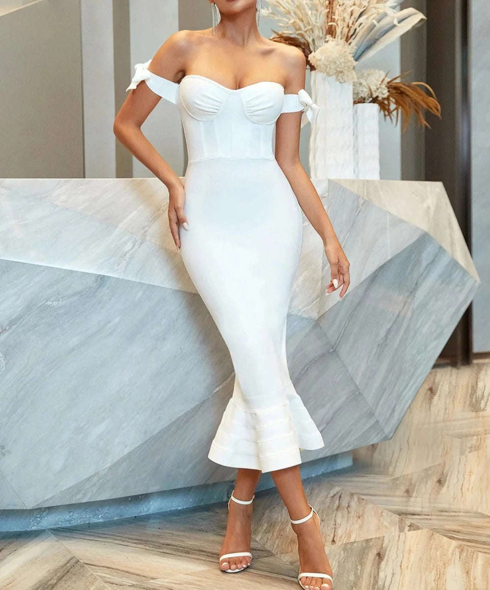 Off the Shoulder Mermaid Club Celebrity Party Dress