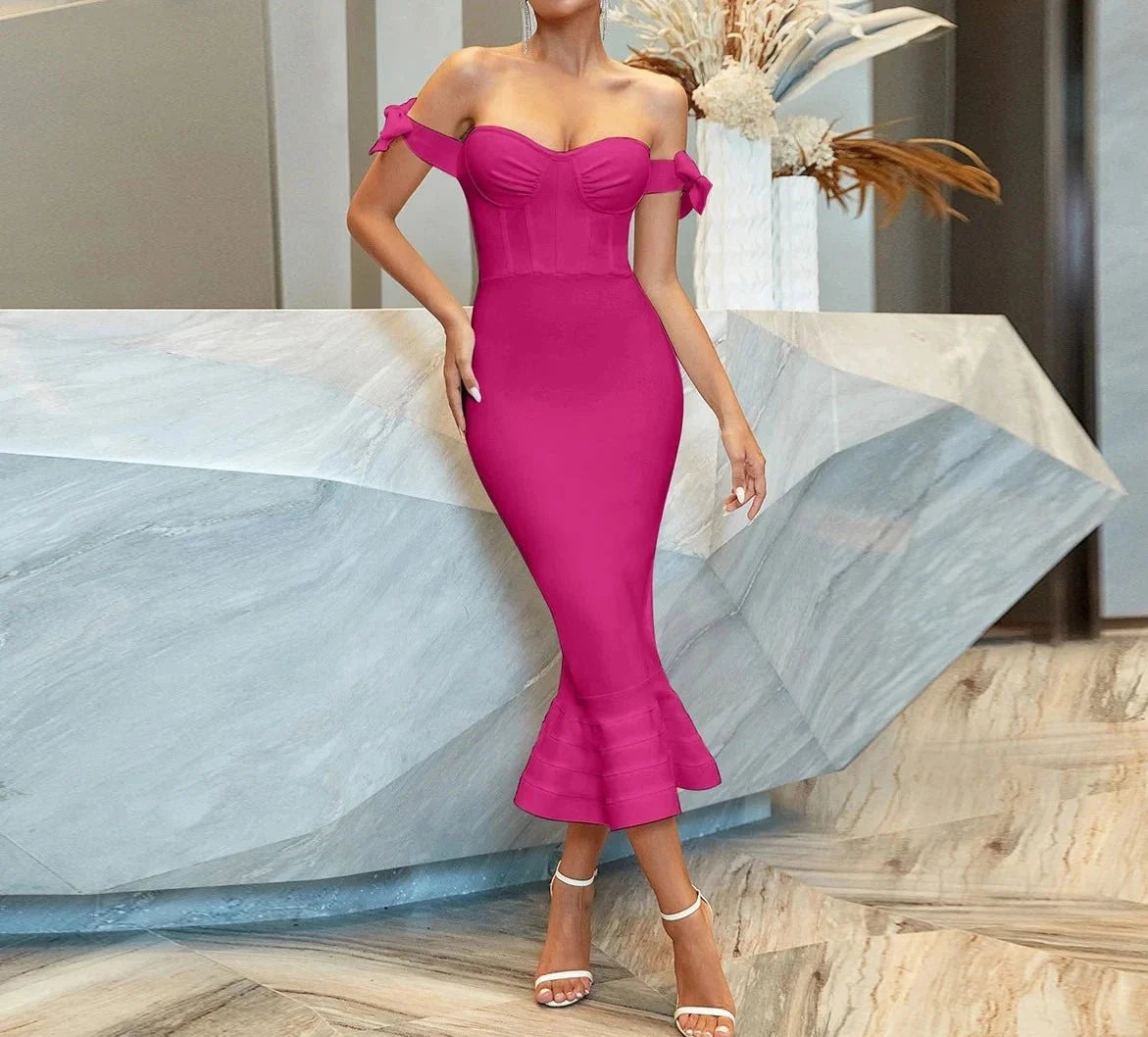 Off the Shoulder Mermaid Club Celebrity Party Dress