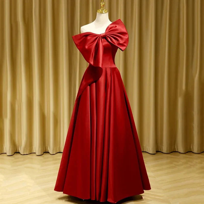 One Shoulder Big Bow-knot Prom Dress