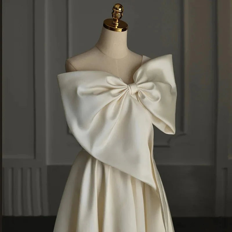 One Shoulder Big Bow-knot Prom Dress