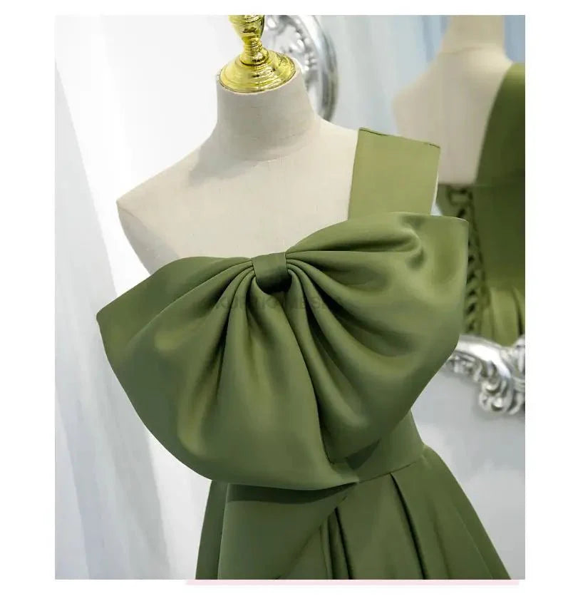 One Shoulder Big Bow-knot Prom Dress
