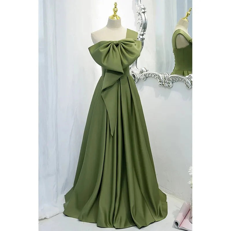 One Shoulder Big Bow-knot Prom Dress