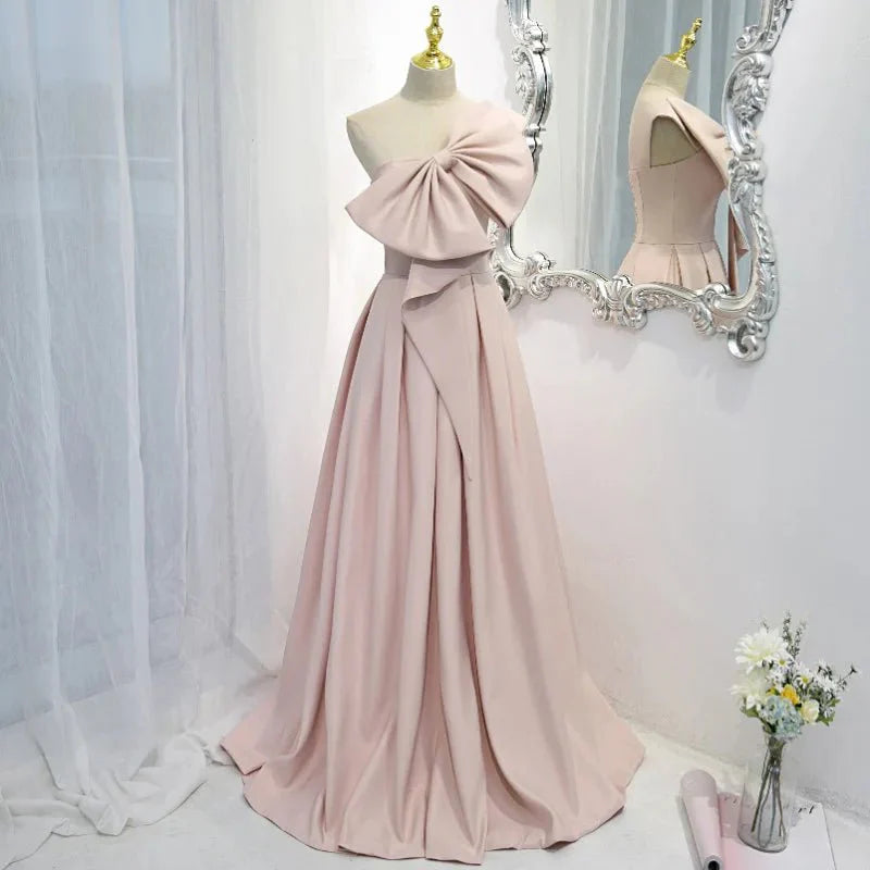 One Shoulder Big Bow-knot Prom Dress
