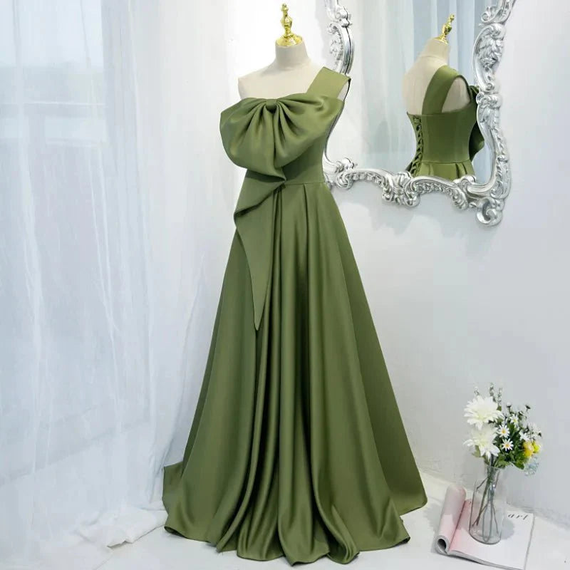 One Shoulder Big Bow-knot Prom Dress