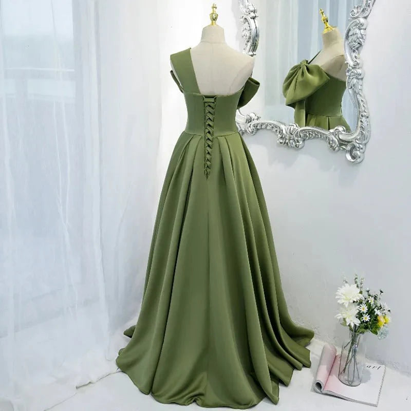 One Shoulder Big Bow-knot Prom Dress