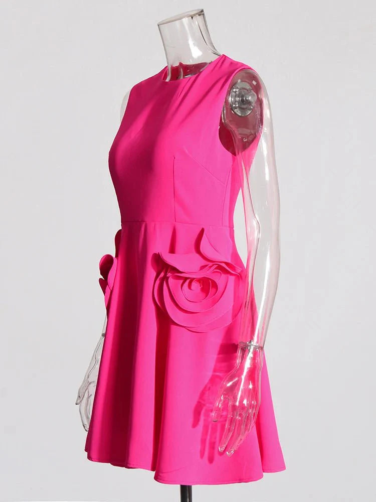 Round Neck Sleeveless Solid Mini Dress