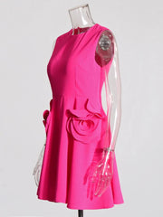 Round Neck Sleeveless Solid Mini Dress