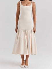 Ruffled Slim High Waist Pleated Dress