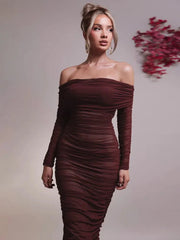 Sexy Off-Shoulder Bodycon Maxi Dress