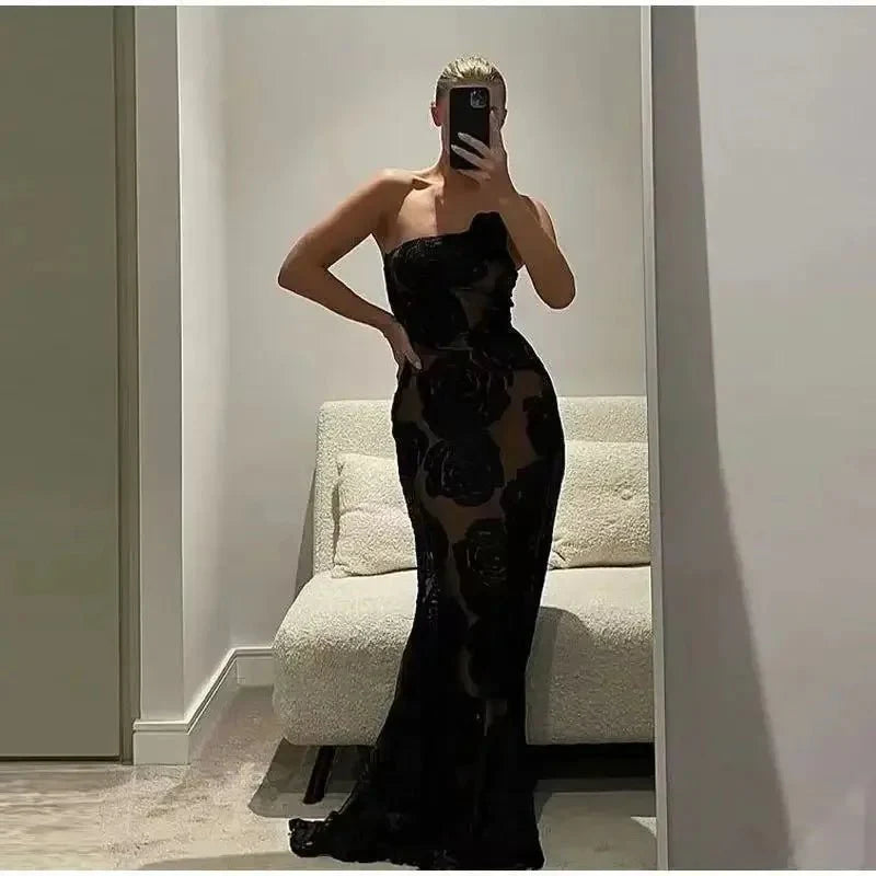 Sexy One-Shoulder Mesh Bodycon  Dress