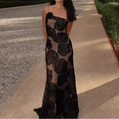 Sexy One-Shoulder Mesh Bodycon  Dress