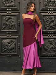 Shawl Collar Off-Shoulder Maxi Dress