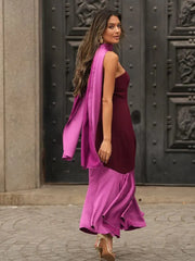 Shawl Collar Off-Shoulder Maxi Dress