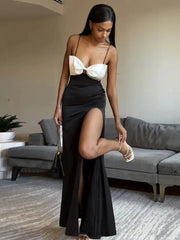 Side Slits Birthday Bow Backless Evening Dress