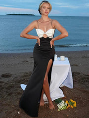Side Slits Birthday Bow Backless Evening Dress