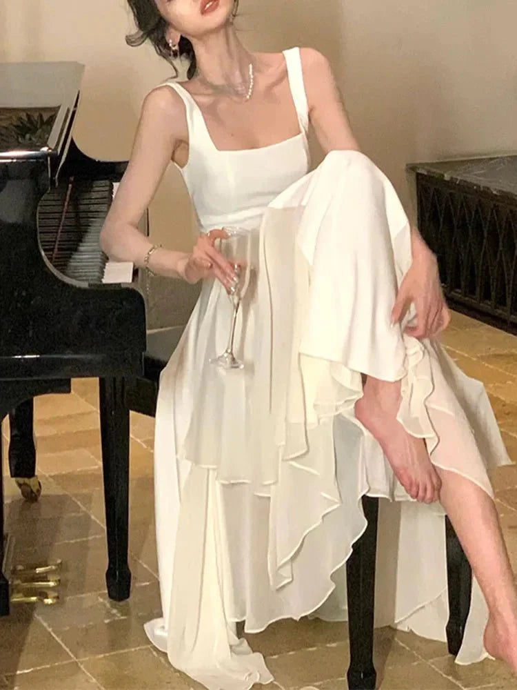 Sleeveless Square Collar Party Dress
