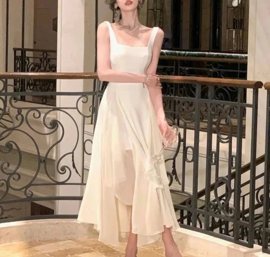 Sleeveless Square Collar Party Dress