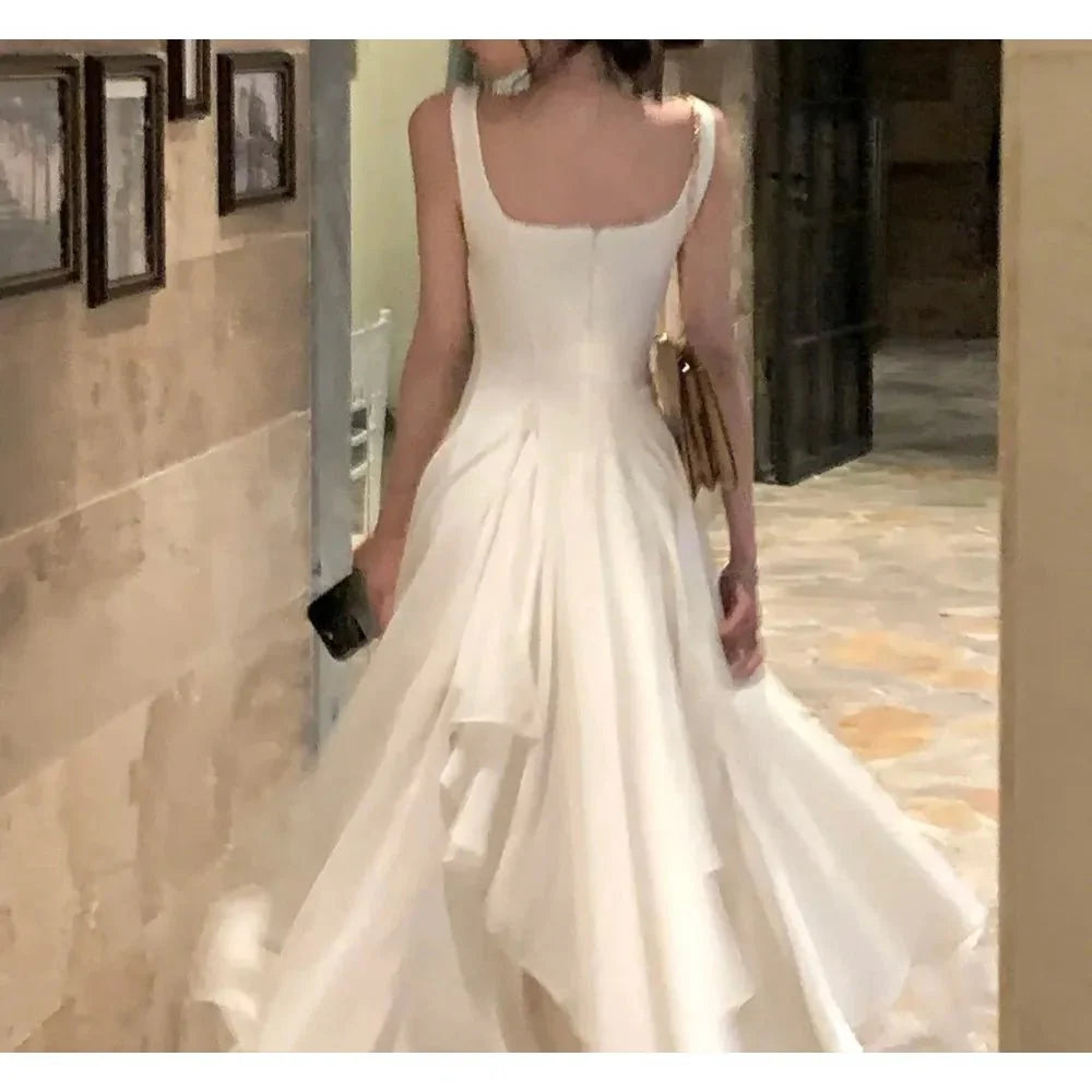Sleeveless Square Collar Party Dress
