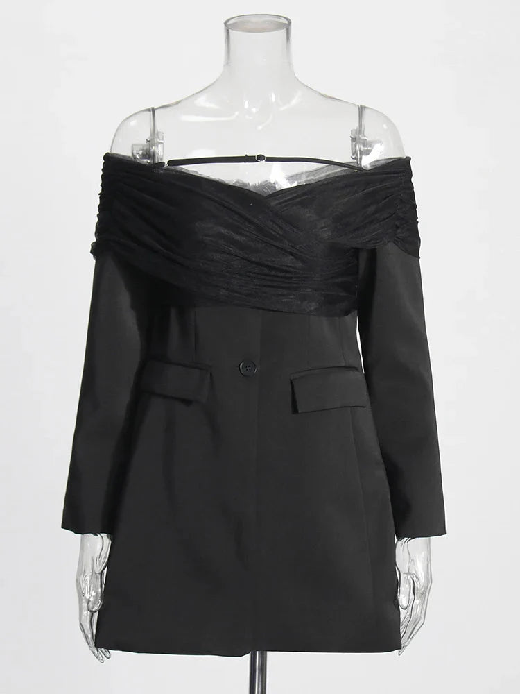 Slim Fit Spliced Long Sleeve Dress