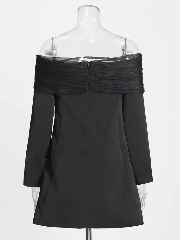 Slim Fit Spliced Long Sleeve Dress