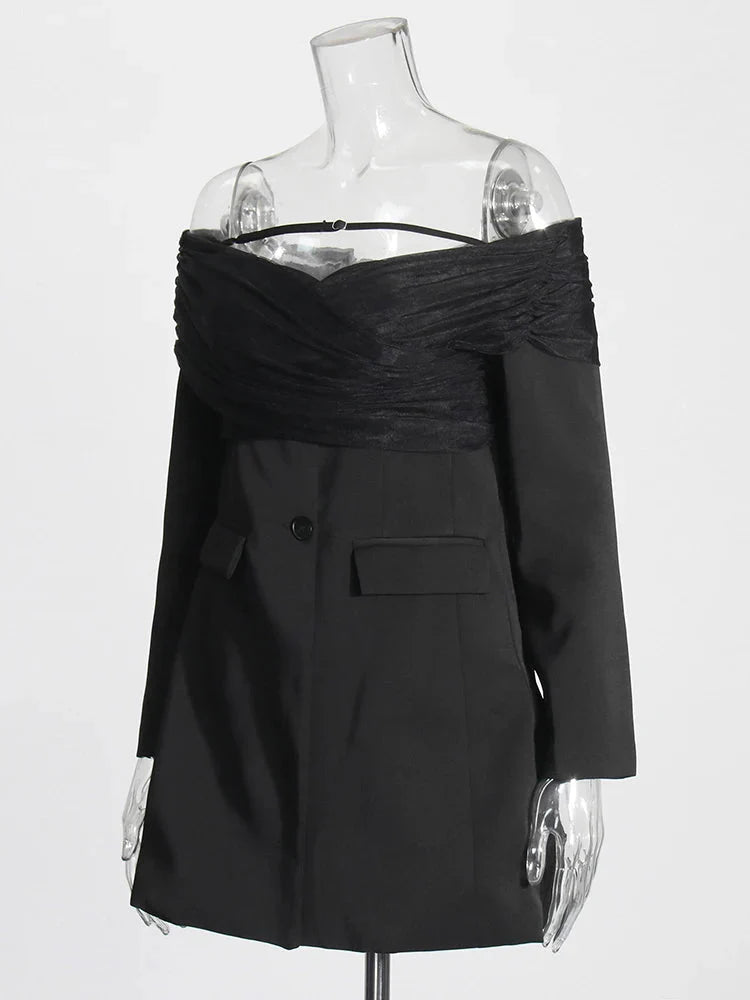 Slim Fit Spliced Long Sleeve Dress