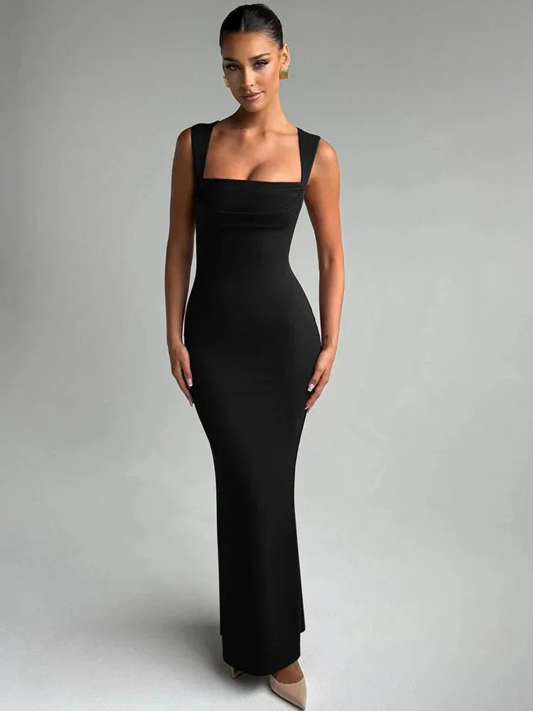 Square Collar Sleeveless Sexy Maxi Dress