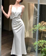 Stain Sleeveless Mermaid Slim Dress