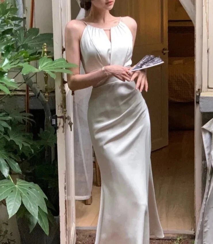 Stain Sleeveless Mermaid Slim Dress