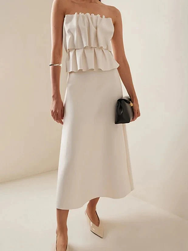 Strapless Tiered A-Line Maxi Dress