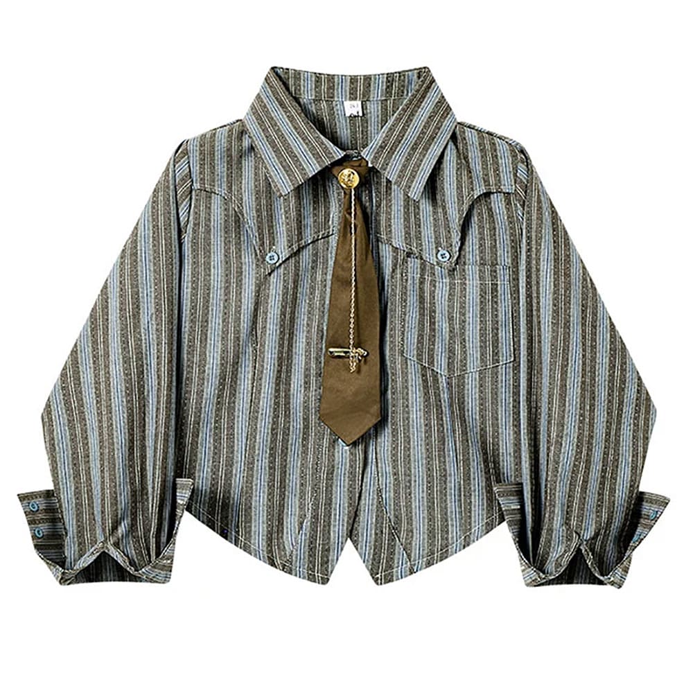 High School Crush Striped Cropped Shirt
