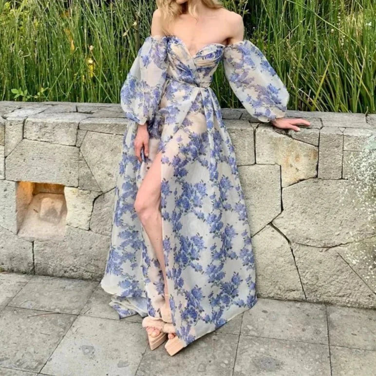 Stunning Floral Print Photography Bridal Dress