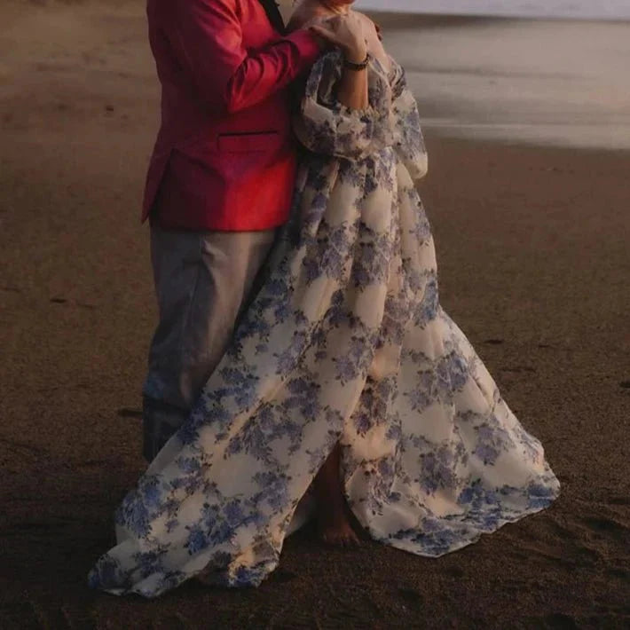 Stunning Floral Print Photography Bridal Dress