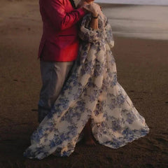Stunning Floral Print Photography Bridal Dress