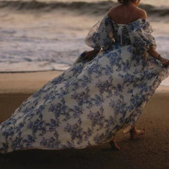 Stunning Floral Print Photography Bridal Dress