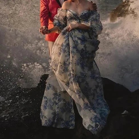 Stunning Floral Print Photography Bridal Dress