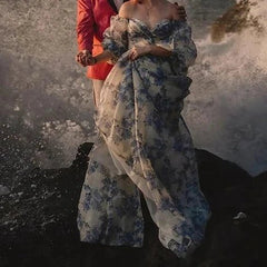 Stunning Floral Print Photography Bridal Dress