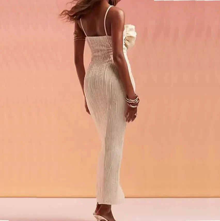 Stylish Flower Top Design Backless Dress