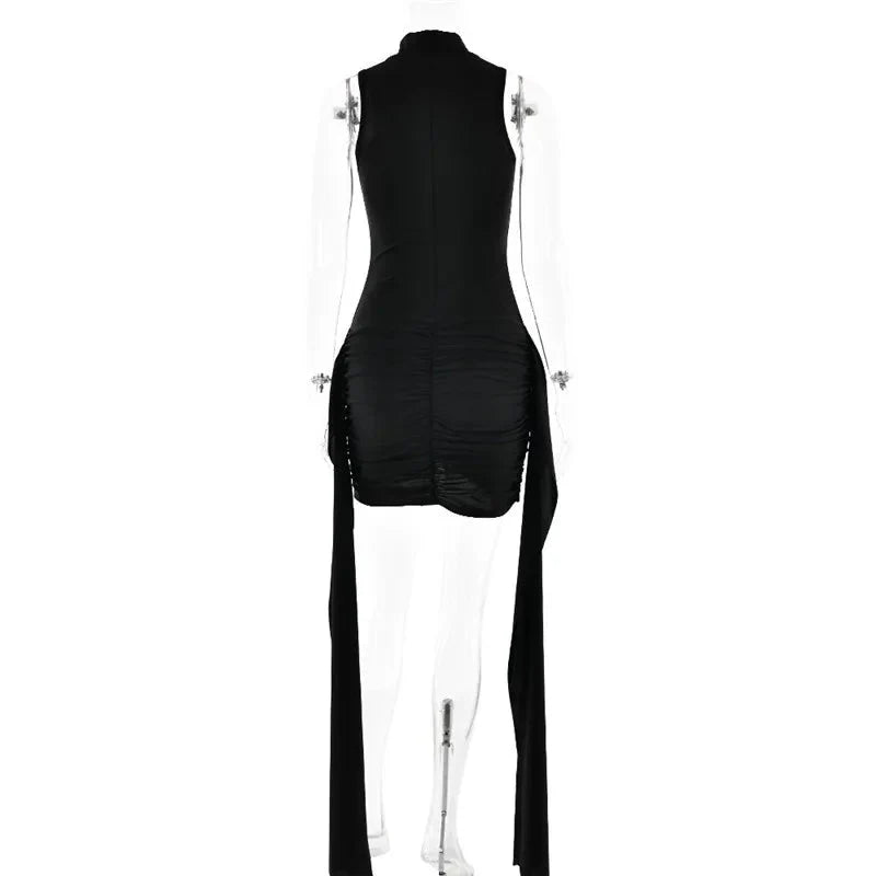 Turtleneck Sleeveless Sexy Mini Dress